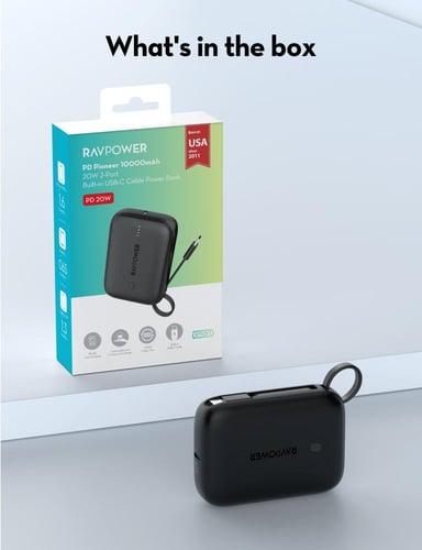 بطارية راف باور نحيفة بقوة 20 واط بسعة 10000 ملي ا...