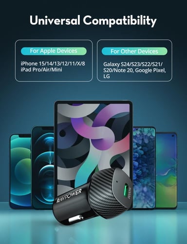 شاحن سيارة راف باور بقوة 20 واط بمنفذ تايب سي - اس...