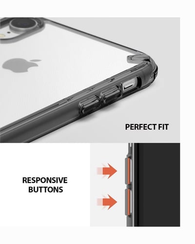 رينكي فيوجن كفر للايفون اكس ار - شفاف بأطراف سوداء