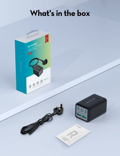 منصة شحن راف باور ثلاث منافذ تايب سي ومنفذين USB-A...