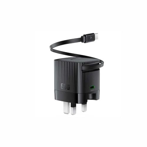 شاحن جداري AceFast بقوة 65 وط بمنفذ تايب سي مع سلك...