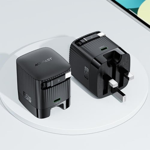 شاحن جداري AceFast بقوة 65 وط بمنفذ تايب سي مع سلك...