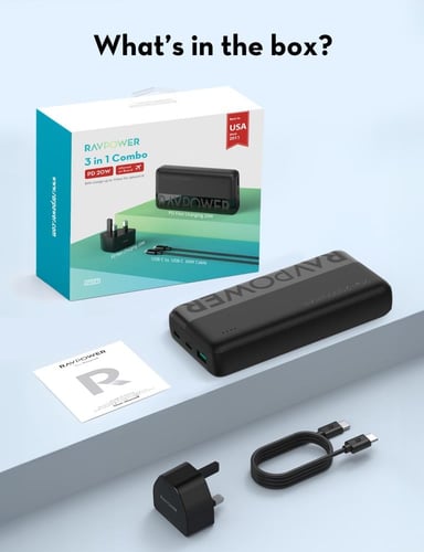 بكج راف باور بطارية بقوة 20 واط بسعة 20000 ملي امب...