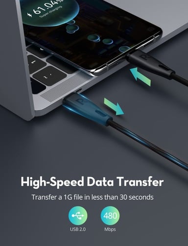 سلك راف باور تايب سي الى تايب سي نايلون بقوة 60 وا...