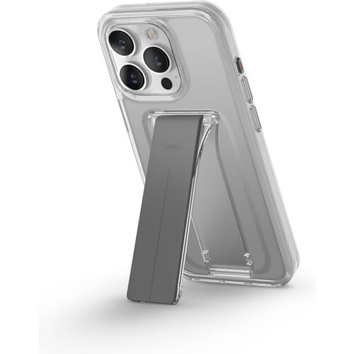 كفر ايفون 15 برو يونيك هايبرد شفاف مع مسكة رمادي