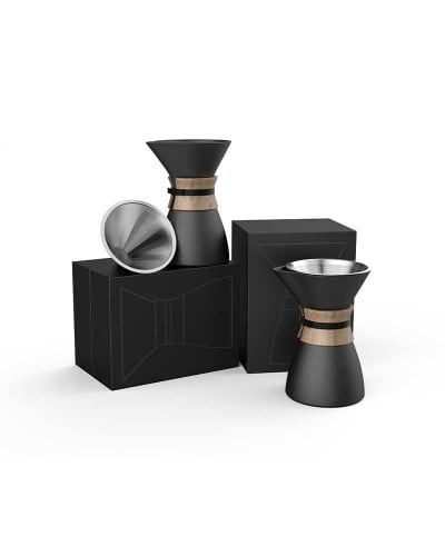 اداة صانعة القهوة سراميك اسود مع فلتر ستانستيل