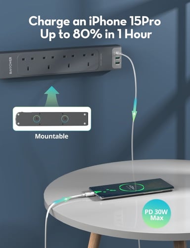 توصيلة راف باور 4 منافذ طاقة ومنفذين USB-A ومنفذ U...