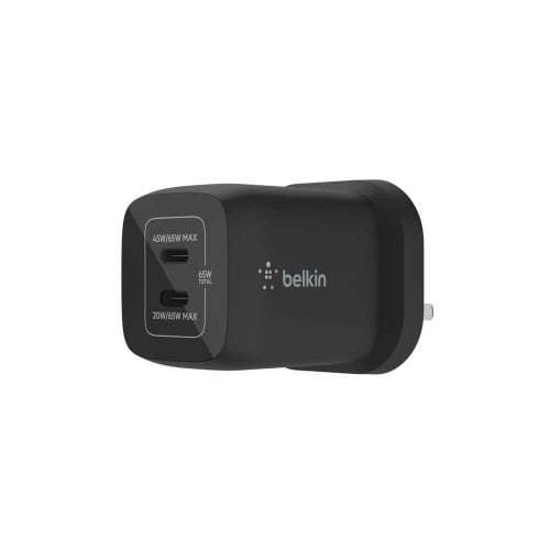 شاحن جداري بيلكن بقوة 65 واط بمنفذين تايب سي