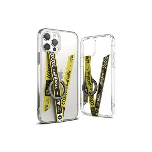 مشبك حزام رينكي مع خاتم للجوال تيكيت اصفر