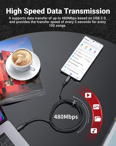 سلك AceFast تايب سي الى تايب سي بقوة 100 واط الومن...