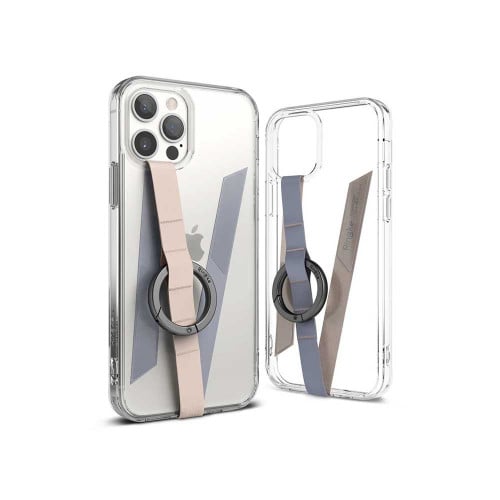 مشبك حزام رينكي مع خاتم للجوال لون وردي