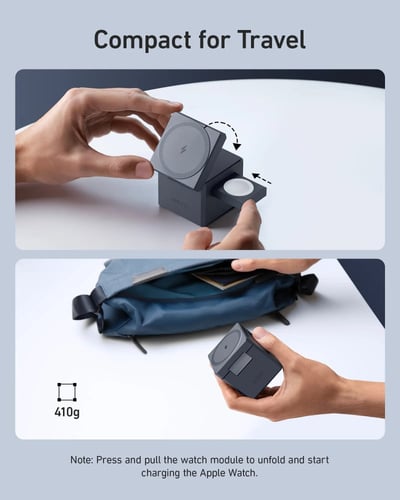 شاحن ماج سيف انكر كيوب بقوة 30 واط 3 في 1 - رمادي