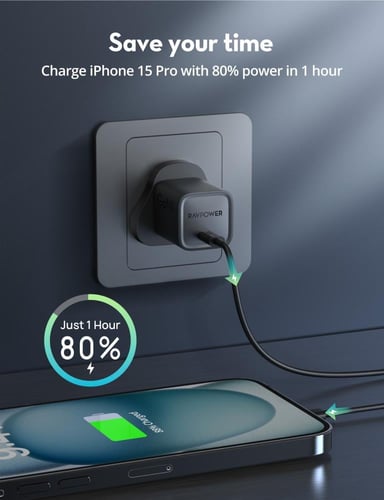 شاحن جداري راف باور بمنفذ تايب سي بقوة 30 واط - اس...