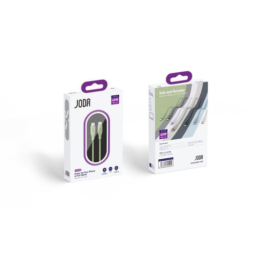 سلك JODA سيليكون تايب سي الى تايب سي بقوة 60 واط ب...