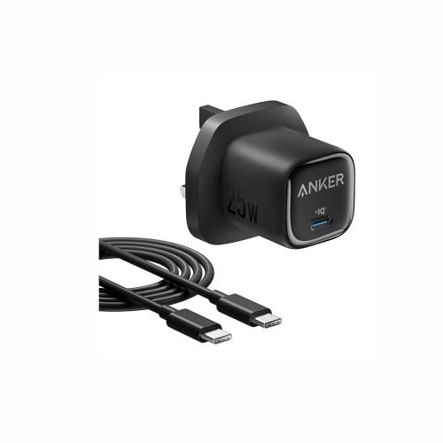 شاحن جداري انكر بقوه 25 واط مع سلك تايب سي - اسود