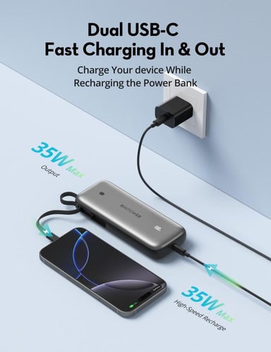 بطارية راف باور بقوة 35 واط بسعة 20000 ملي امبير م...