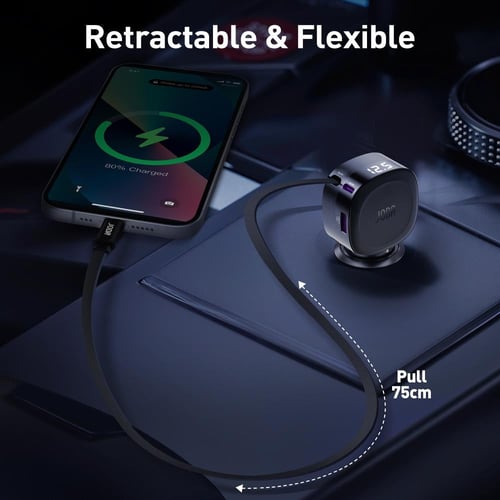 شاحن سيارة JODA CarFlex بقوة 60 واط مع سلك تايب سي...