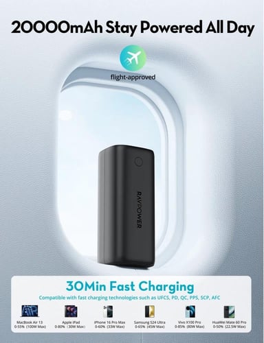 بطارية متنقلة راف باور الترا بقوة 100 واط وبسعة 20...