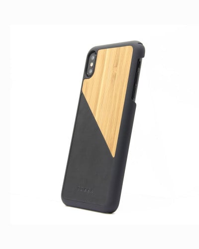 كفر بوكا أيفون أكس اس ماكس - جلد مع خشب البامبو