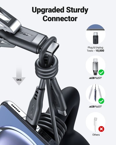 سلك AceFast تايب سي الى تايب سي بطول 1.2 متر - اسو...