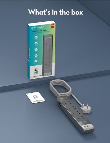 توصيلة راف باور 4 منافذ طاقة ومنفذين USB-A ومنفذ U...