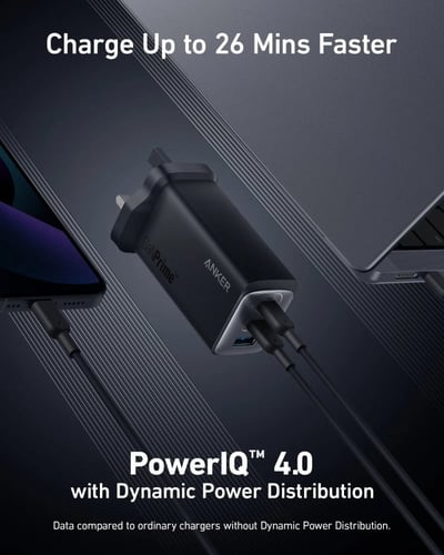 شاحن جداري انكر737 جان برايم بمنفذين تايب سي ومنفذ...