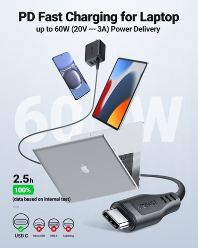 سلك AceFast تايب سي الى تايب سي بطول 1.2 متر - اسو...