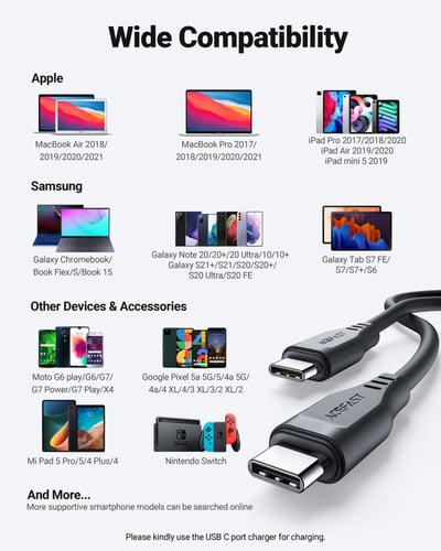 سلك AceFast تايب سي الى تايب سي بطول 1.2 متر - اسو...