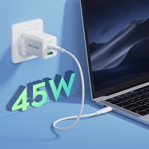 شاحن جداري راف باور بايونير 45 واط بمنفذ USB-C ومن...