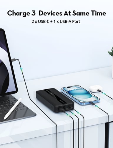 بطارية راف باور بسعة 20000 ملي امبير بقوة 20 واط ب...