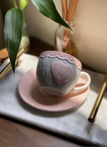 كوب بينك وابيض