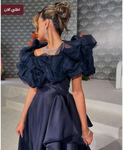 فستان "نوفا" سهرة أسود بطبقات كشكش دراماتيكية