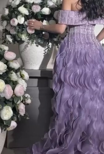 فستان سهرة بنفسجي ملكي أنيق
