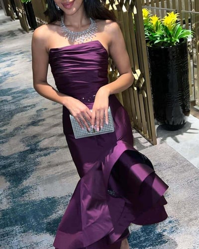 فستان سهرة ملكي بلون بنفسجي فاخر
