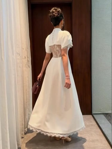 فستان ريما أوف وايت دانتيل أنيق