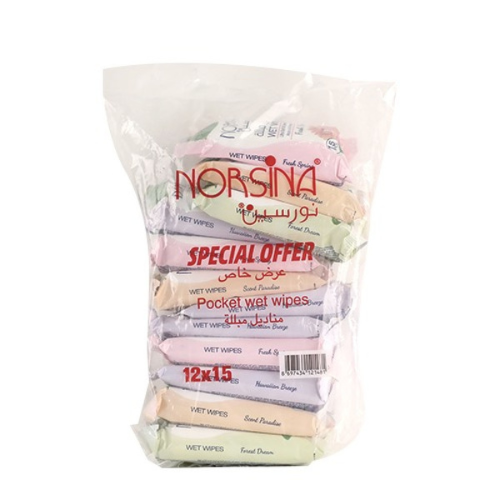 نورسينا مناديل مبللة مشكل 15 منديل * 12