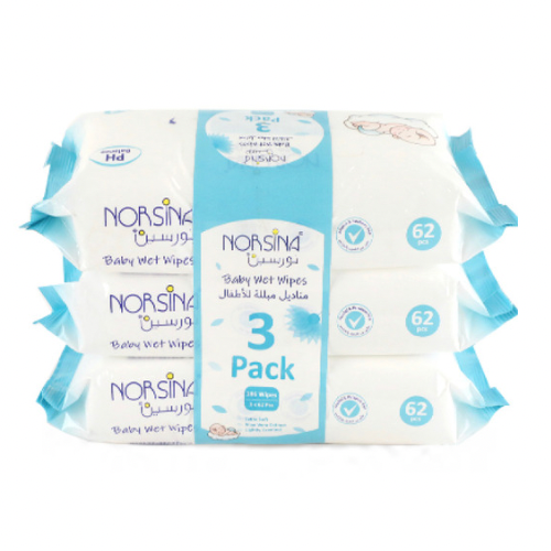نورسينا مناديل اطفال مبللة تركوازي 62 منديل * 3