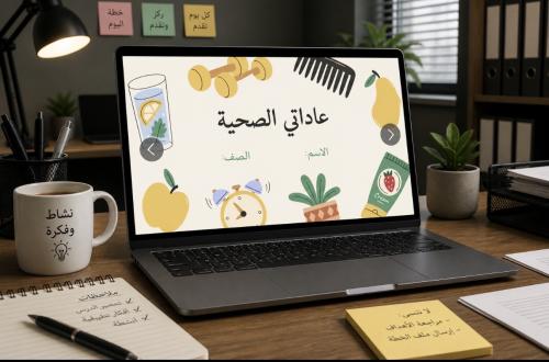 عرض بوربوينت (عاداتي الصحية) رابع مهارات رقمية)قاب...