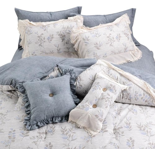 مفرش سرير مشجر بتفاصيل دانتيل