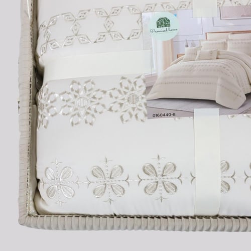 صندوق وطقم مفرش عرائس– لون بيج9 قطع