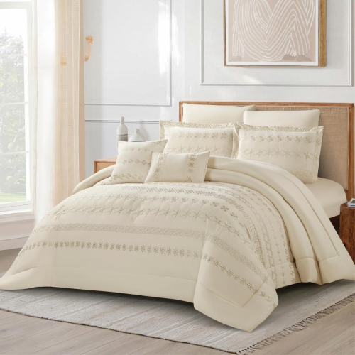 طقم مفرش سرير – لون بيج| 8 قطع