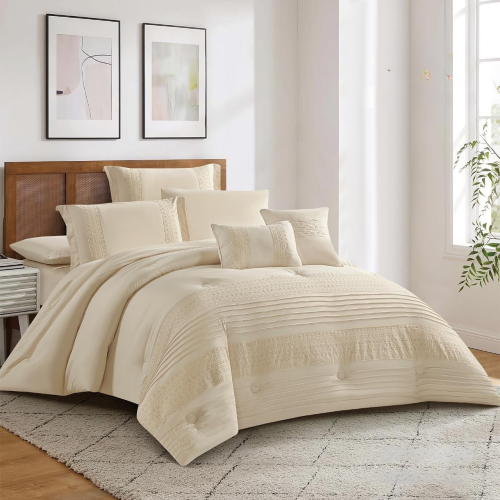 طقم مفرش سرير – لون بيج| 8 قطع