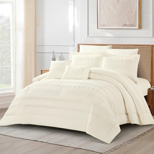 صندوق وطقم مفرش عرائس– لون سكرى 9 قطع