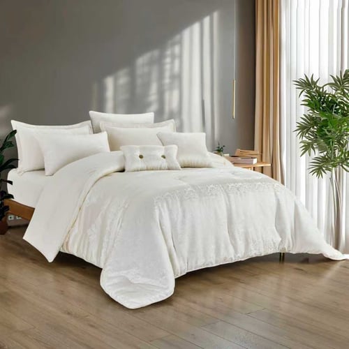 طقم مفرش عرائس بيج فاتح 9 قطع