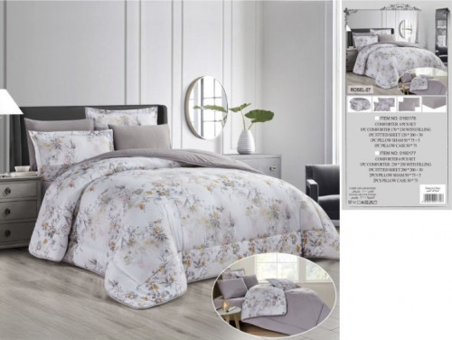 مفرش مشجر صيفي رمادي مفرد ونصف