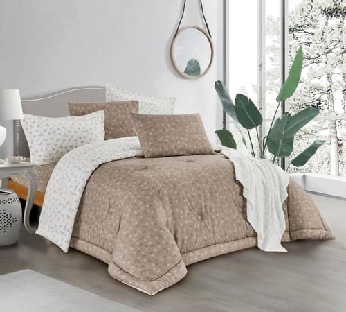 طقم مفرش سرير قطن مدريد بيج غامق