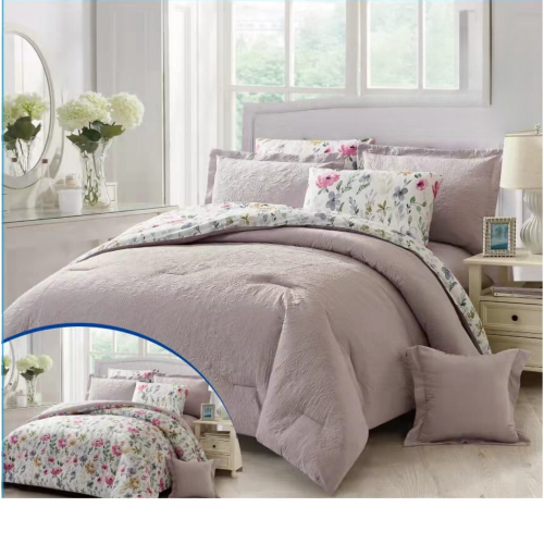 مفرش شتوي وجهين كوين 6 قطع - بيج-أبيض