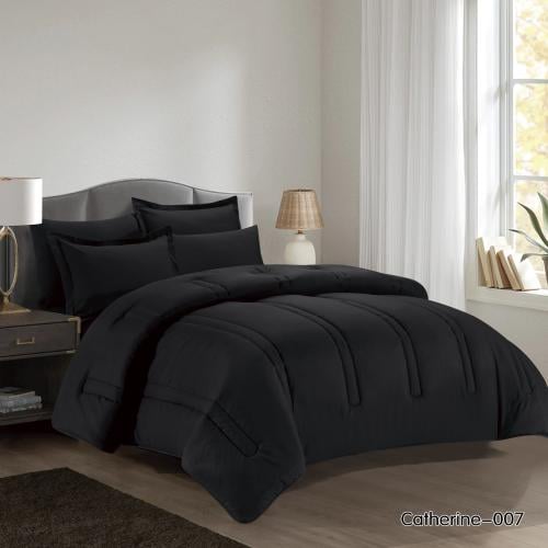Catherine-007 مفرش ديزاير اسود نفر ونص 4 قطع