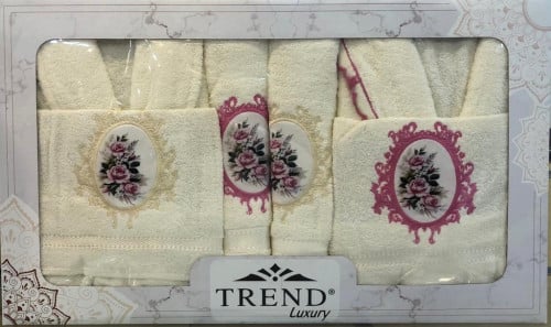 طقم ارواب الاستحمام 10 قطع بعلبة عرائس قطن 100%