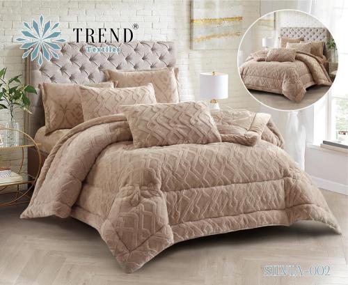 SILVIA-002 ترند طقم لحاف شتوي مخمل سميك فاخر كنج 6...